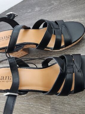 a.n.a Black Strappy Cork Block Heel Sandals Brand New With Tags Womens 9.5